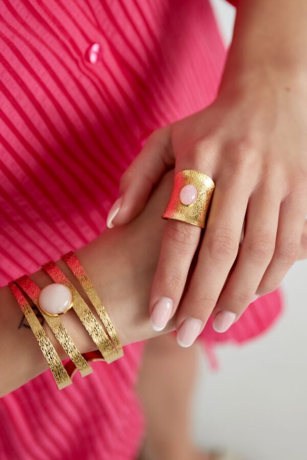 Bohemian Harmony Ring – Χρυσό με Ροζ Πέτρα