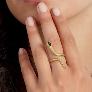 Black Snake Ring – Χρυσο με Ζιρκόν