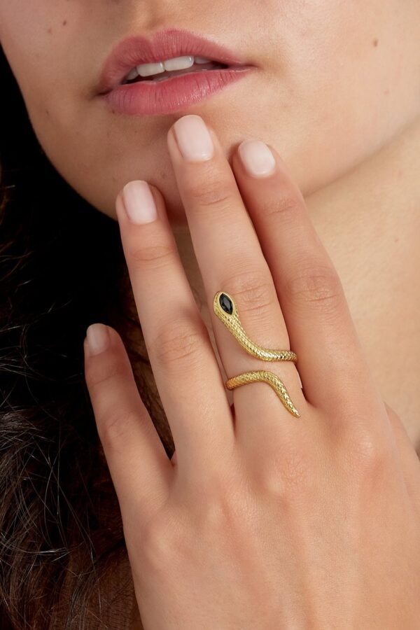 Black Snake Ring – Χρυσο με Ζιρκόν