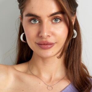 Σκουλαρίκια Brushed Shine – Ασημί Ημισέληνος με Ματ Υφή
