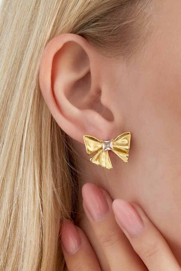 Earrings Bow Era – Χρυσό με Ζιρκόν - Image 2