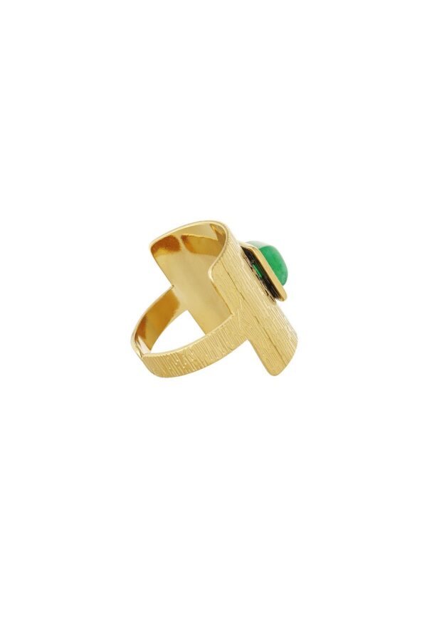 Bohemian Lush Ring – Χρυσό με Πράσινη Πέτρα - Image 4