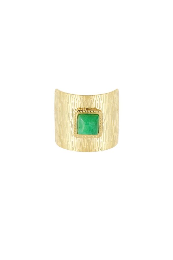 Bohemian Lush Ring – Χρυσό με Πράσινη Πέτρα - Image 2