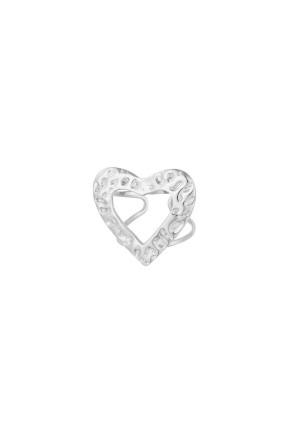 Δαχτυλίδι Textured Love – Ασημί - Image 2