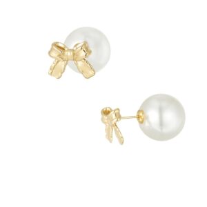 Σκουλαρίκια Pearl Bow Charm – Λευκό & Χρυσό