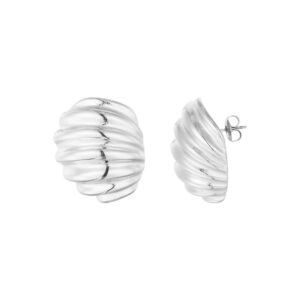 Σκουλαρίκια ‘Ribbed Curve’ – Ασημί Minimal