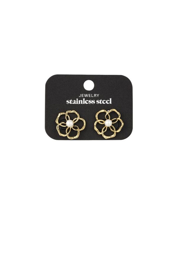 Flower Earrings Colored Back καφε - Image 3