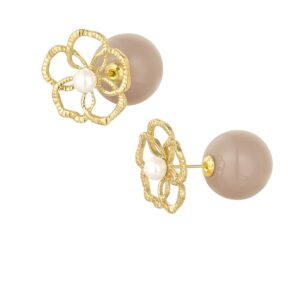 Flower Earrings Colored Back καφε