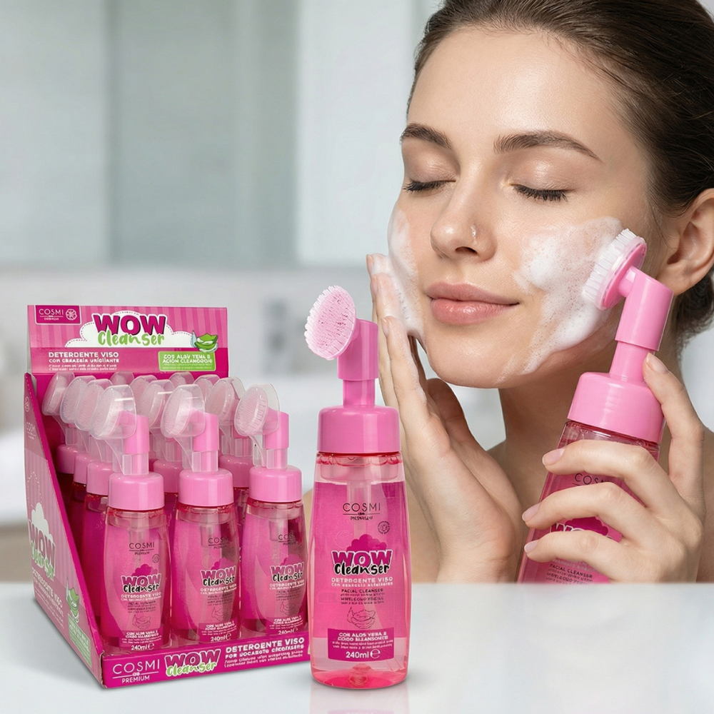 Αφρός Καθαρισμού Προσώπου με Αλόη Βέρα & Υαλουρονικό Οξύ – Με Ενσωματωμένο Βουρτσάκι Σιλικόνης