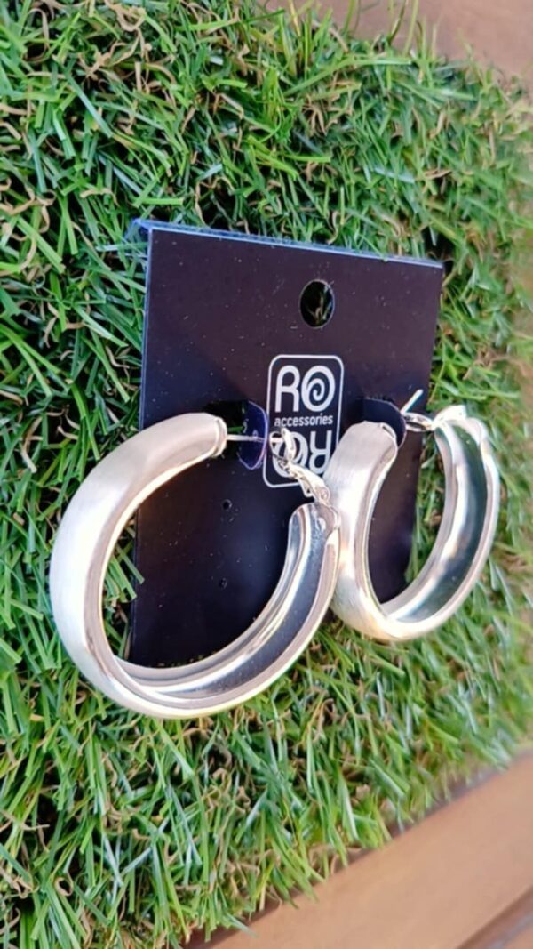 Ασημί Κρίκοι με Λεία Επιφάνεια 40mm -RO Accessories - Image 2