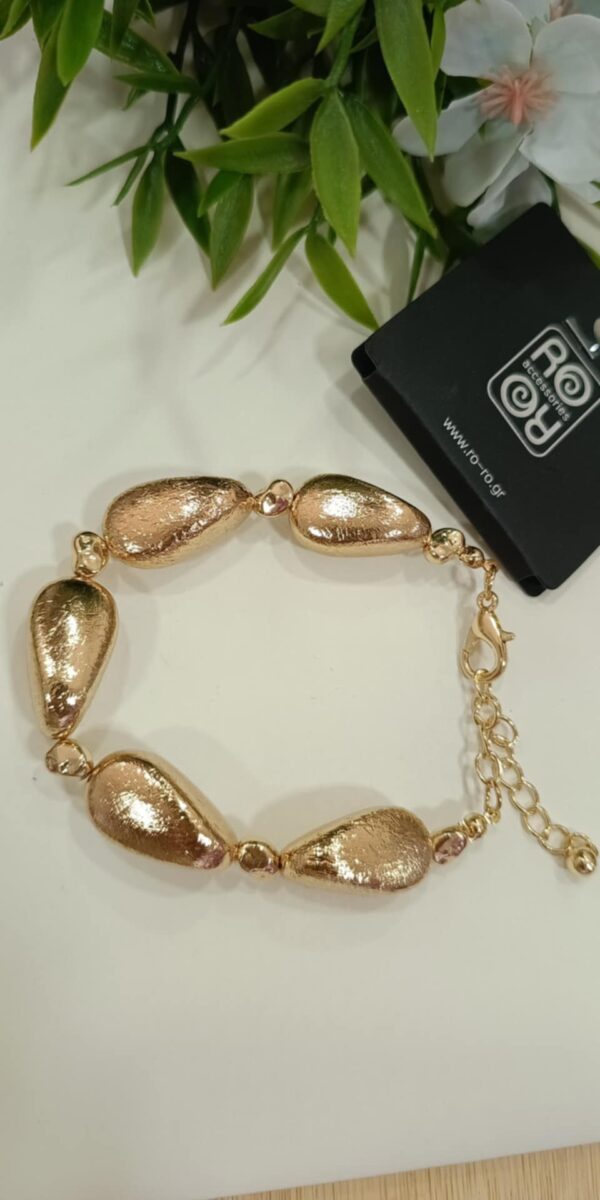 Βραχιόλι RO Accessories – Εκλεπτυσμένη Λάμψη με  Οβάλ Χρυσά Στοιχεία - Image 2