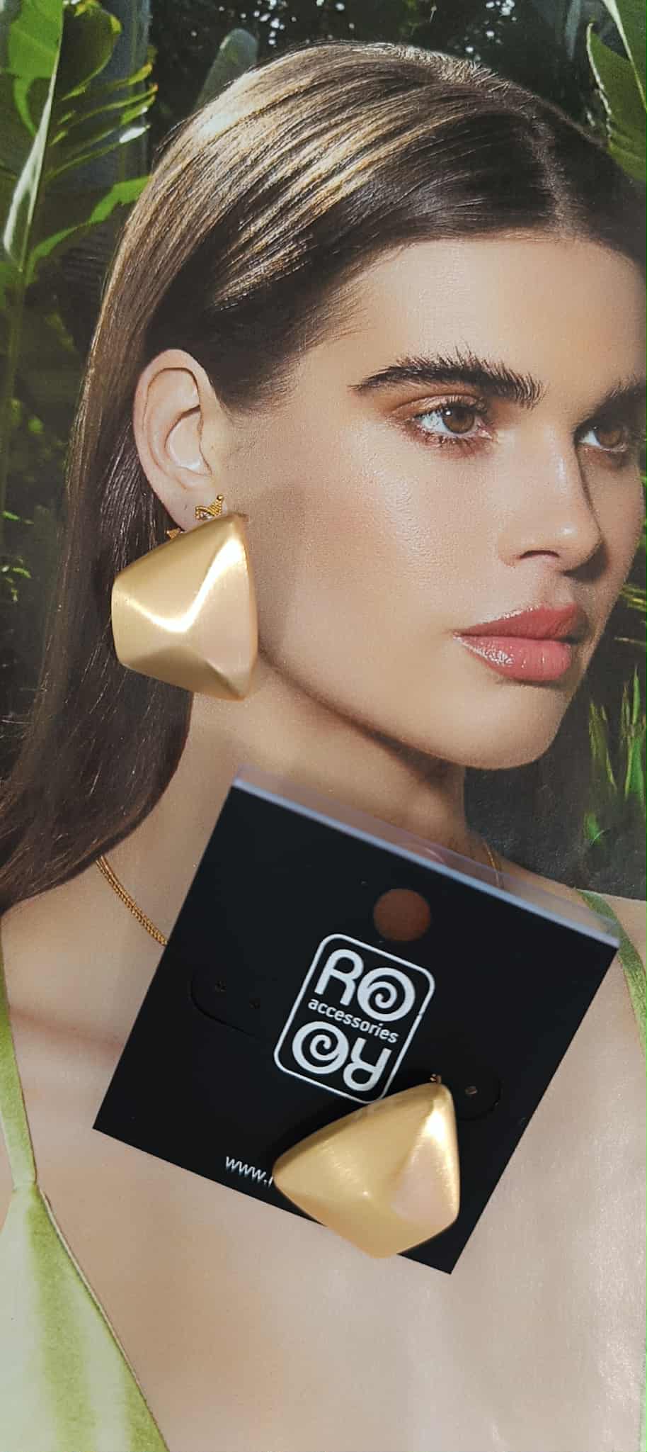Σκουλαρίκια RO Accessories – Πολύγωνα Χρυσά Ματ Σατινέ