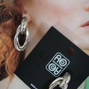 Σκουλαρίκια RO Accessories – Ασημί Οβάλ Κρίκοι Πλεγμένοι