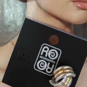 Σκουλαρίκια RO Accessories – Πλεκτά Δίχρωμα Ασημί & Χρυσό