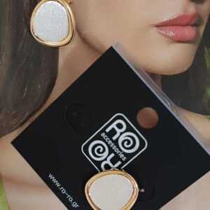 Σκουλαρίκια RO Accessories – Δίχρωμα με Χρυσό Περίγραμμα