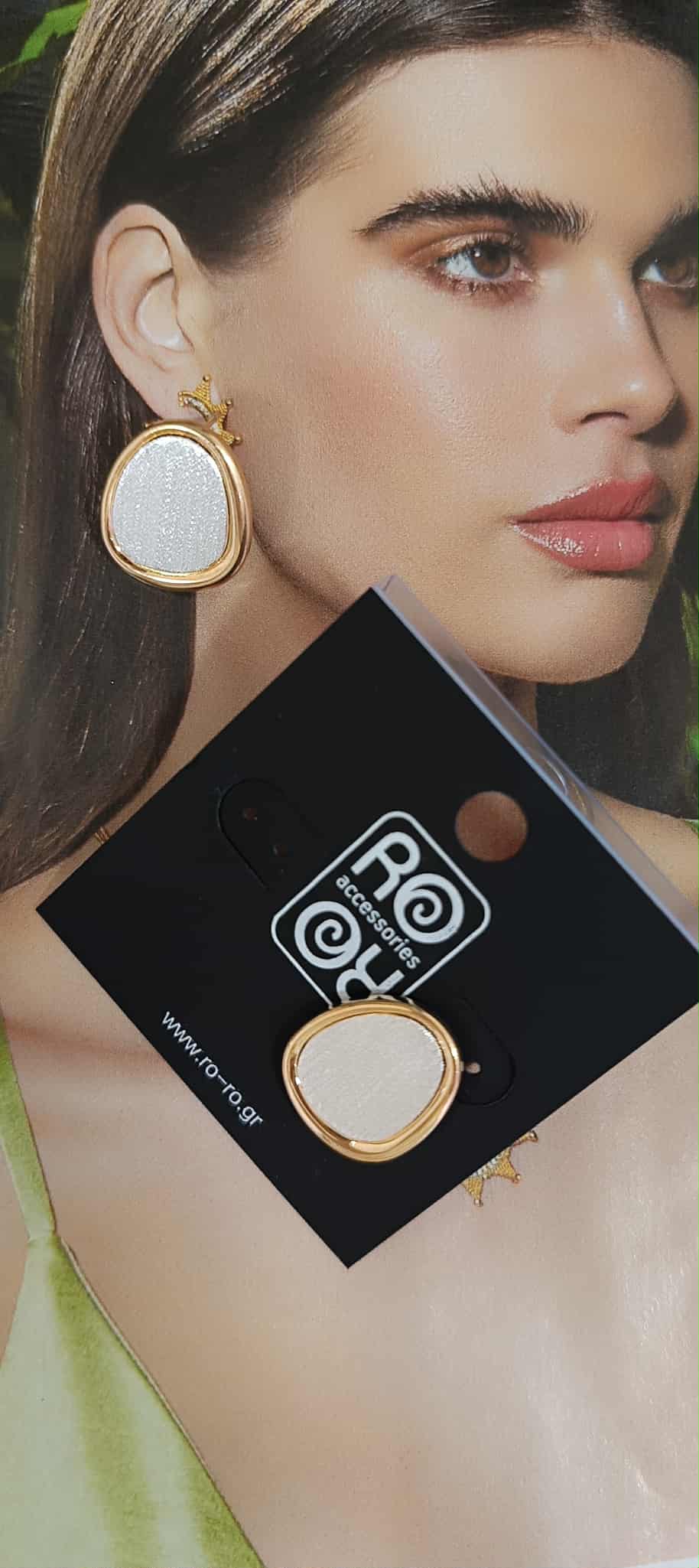 Σκουλαρίκια RO Accessories – Δίχρωμα με Χρυσό Περίγραμμα