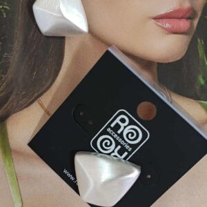 Σκουλαρίκια RO Accessories – Πολύγωνα Ασημί Ματ Σατινέ