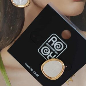 Σκουλαρίκια RO Accessories – Δίχρωμα με Χρυσό Περίγραμμα