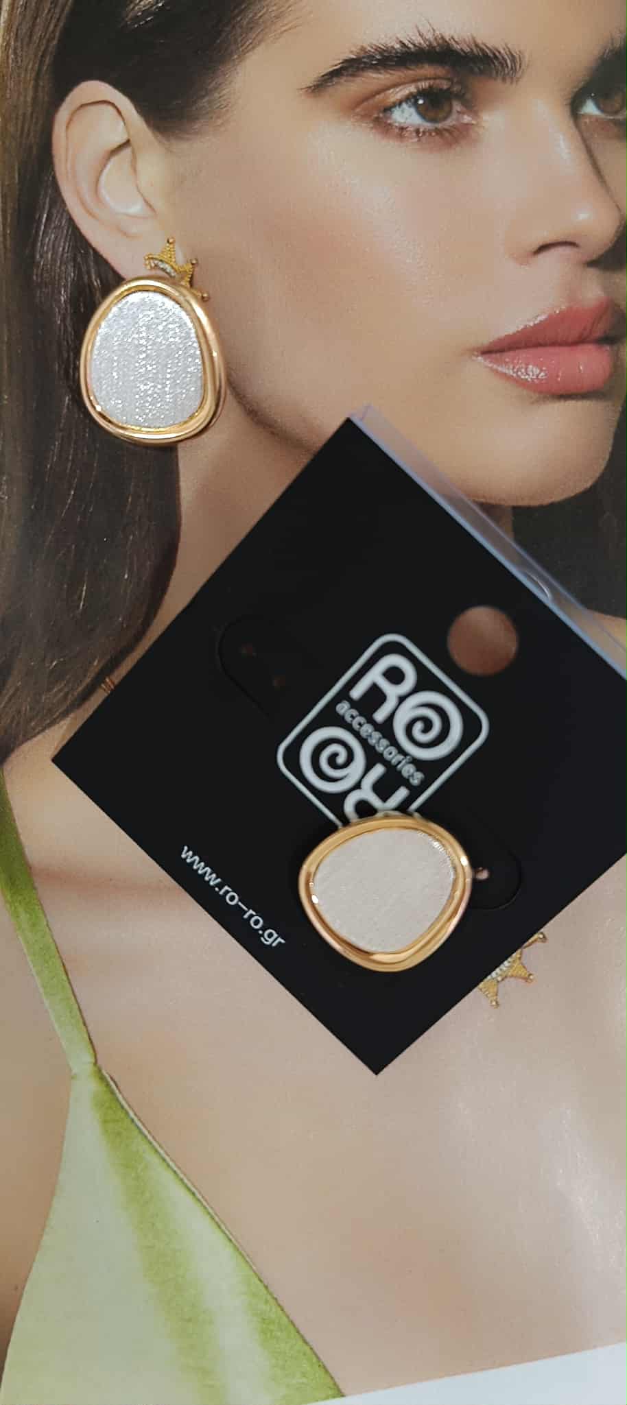 Σκουλαρίκια RO Accessories – Δίχρωμα με Χρυσό Περίγραμμα - Image 2