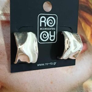Σκουλαρίκια RO Accessories – Ασύμμετρα Τετραγωνισμένα με Νεύρα  Ασημί