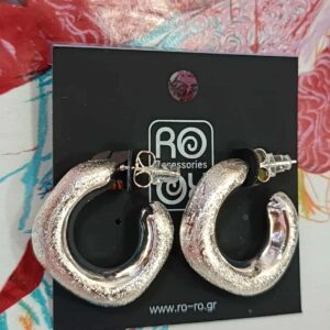 Σκουλαρίκια RO Accessories – Ασημί Σαγρέ Ματ Τετράγωνα με Στρογγυλεμένες Γωνίες
