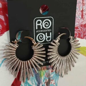 Σκουλαρίκια RO Accessories – Ακτινωτά Ασημί Σχέδιο Ήλιου