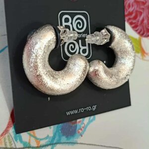 Σκουλαρίκια RO Accessories – Ασημί Σαγρέ Ματ Σχήμα Ημισελήνου