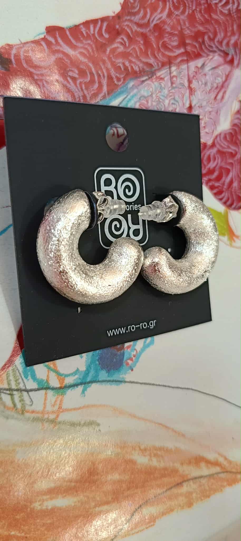 Σκουλαρίκια RO Accessories – Ασημί Σαγρέ Ματ Σχήμα Ημισελήνου