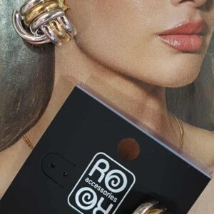 Σκουλαρίκια RO Accessories – Πλεκτά Δίχρωμα Ασημί & Χρυσό
