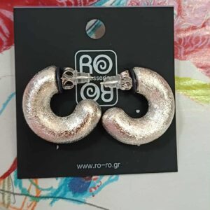 Σκουλαρίκια RO Accessories – Ασημί Σαγρέ Ματ Σχήμα Ημισελήνου