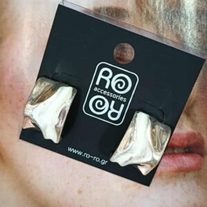 Σκουλαρίκια RO Accessories – Ασύμμετρα Τετραγωνισμένα με Νεύρα  Ασημί