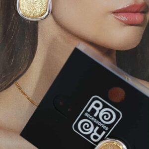 Σκουλαρίκια RO Accessories – Δίχρωμα με Ασημί Περίγραμμα