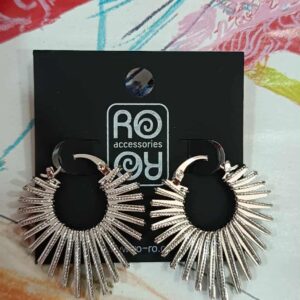 Σκουλαρίκια RO Accessories – Ακτινωτά Ασημί Σχέδιο Ήλιου