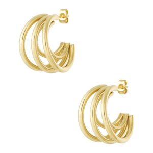 Stainless Steel Quintuple Hoop Earrings: Το Χορευτικό των Κύκλων σε Χρυσό! 💫