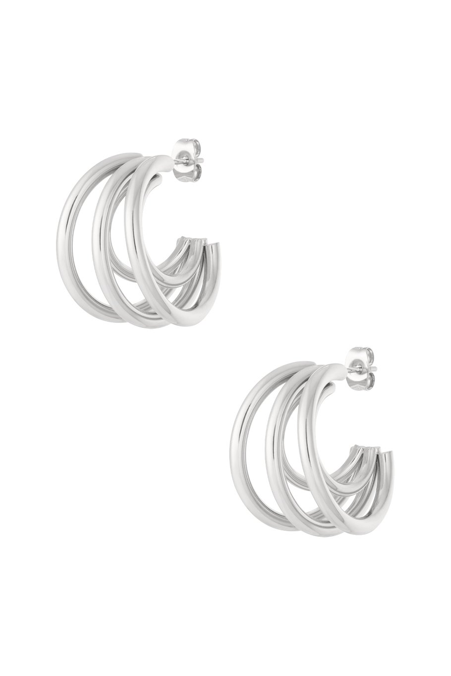 Stainless Steel Quintuple Hoop Earrings: Το Χορευτικό των Κύκλων! 💫