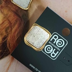 Σκουλαρίκια RO Accessories – Τετράγωνος Καμβάς silver