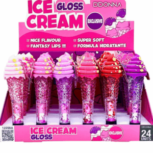 Προσαρμοσμένο χρώμα και ανθεκτική λαμπερή εμφάνιση με το LIP GLOSS ICE CREAM D'DONNA.