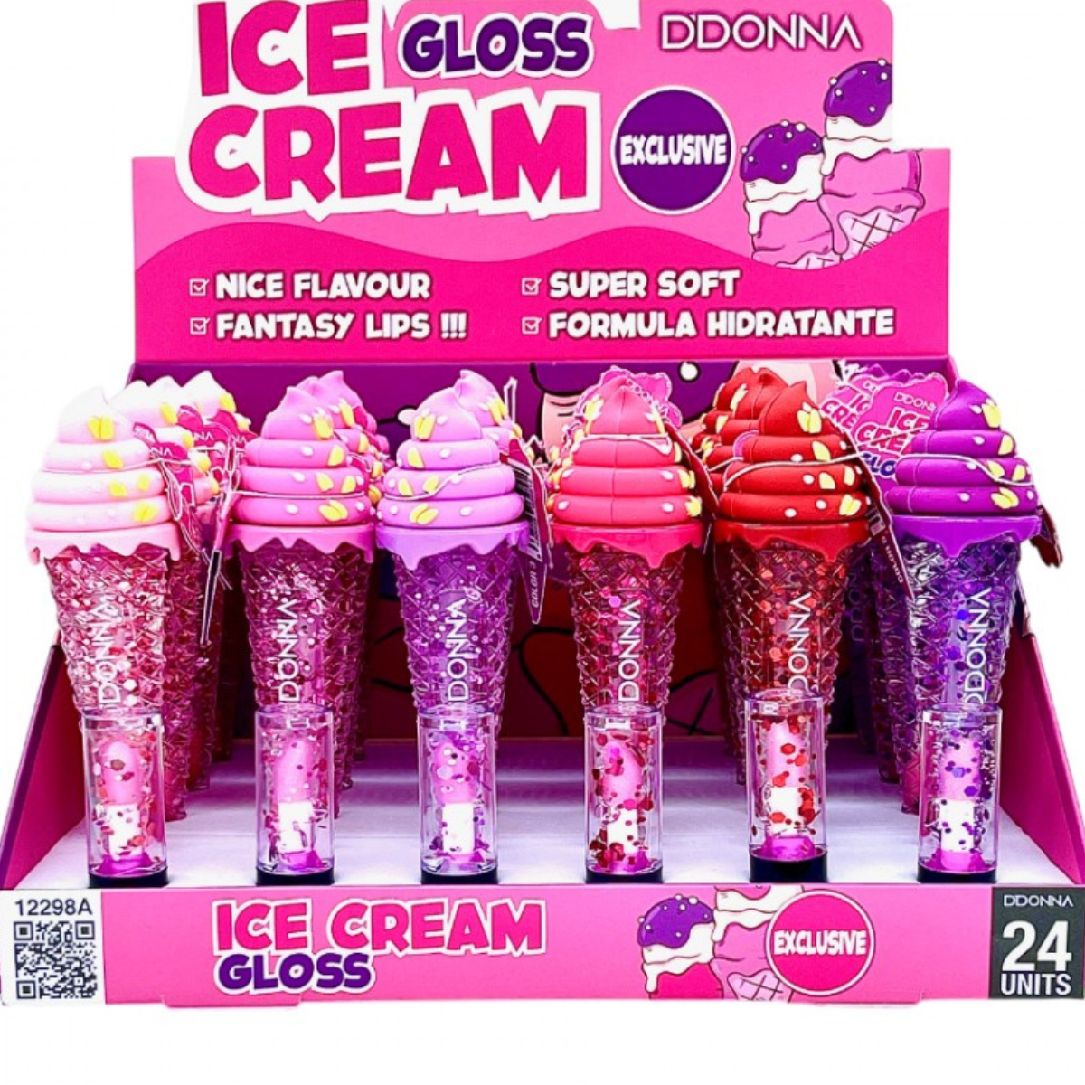 Προσαρμοσμένο χρώμα και ανθεκτική λαμπερή εμφάνιση με το LIP GLOSS ICE CREAM D'DONNA.