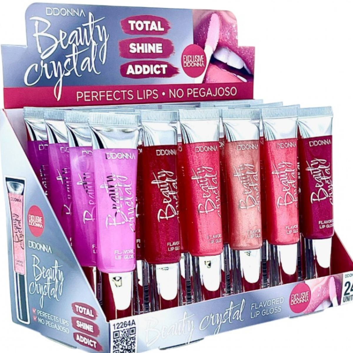 Lip Gloss Beauty Crystal A – Σετ 6 αποχρώσεων σε stand προβολής