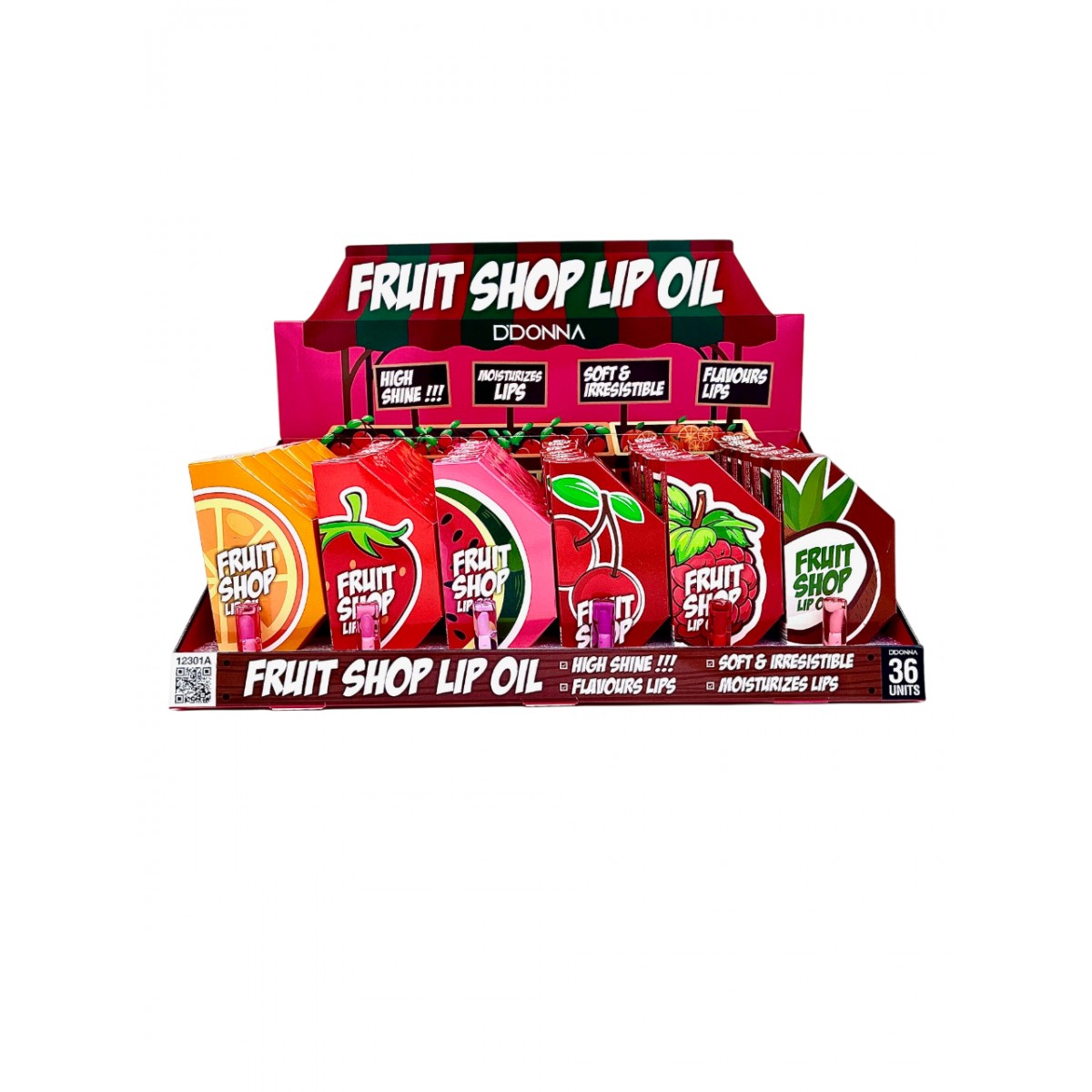 FRUIT SHOP GLOSS σε 6 διαθέσιμες γεύσεις, μακράς διαρκείας και αδιάβροχο.