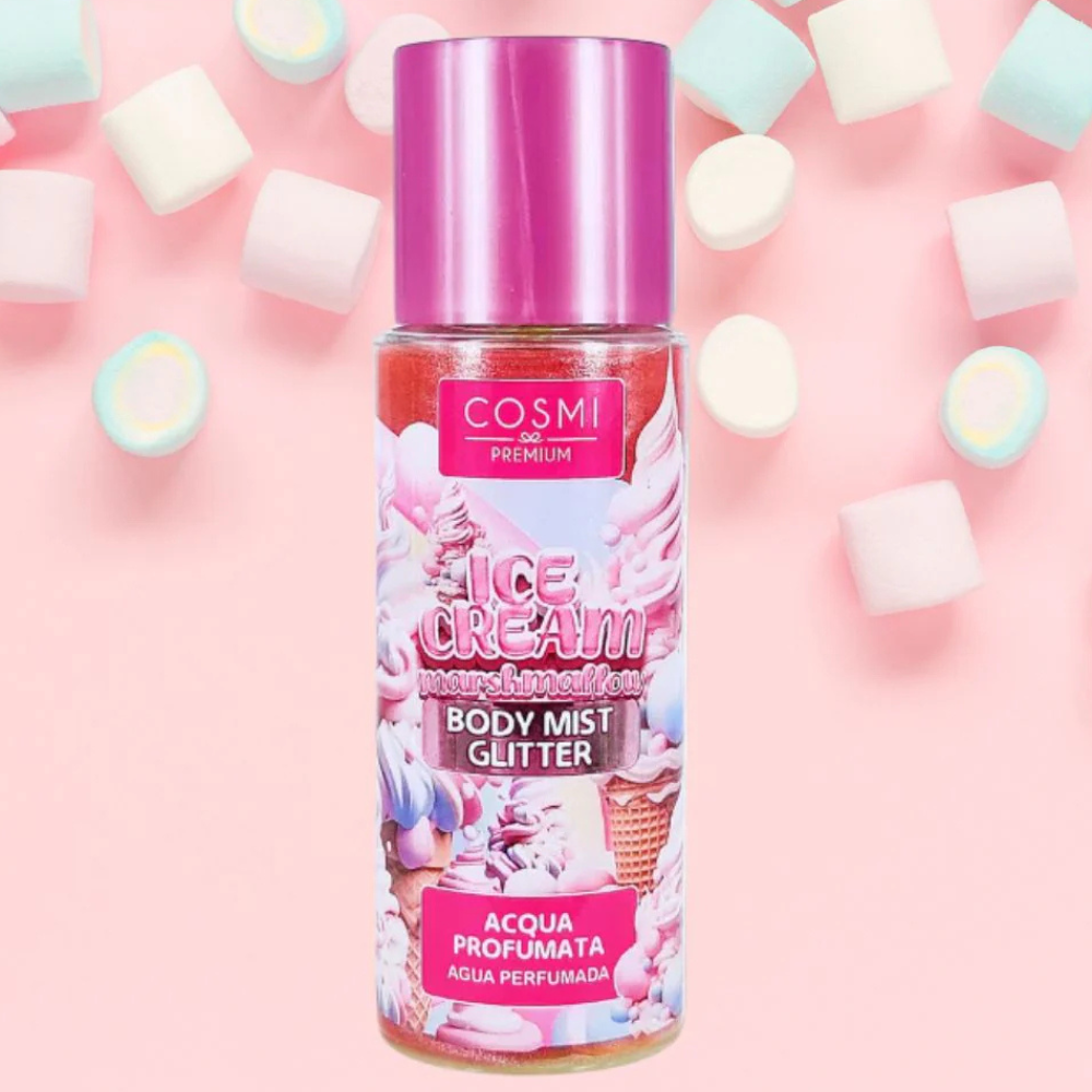 Αρωματικό σώματος με glitter και γλυκό άρωμα marshmallow