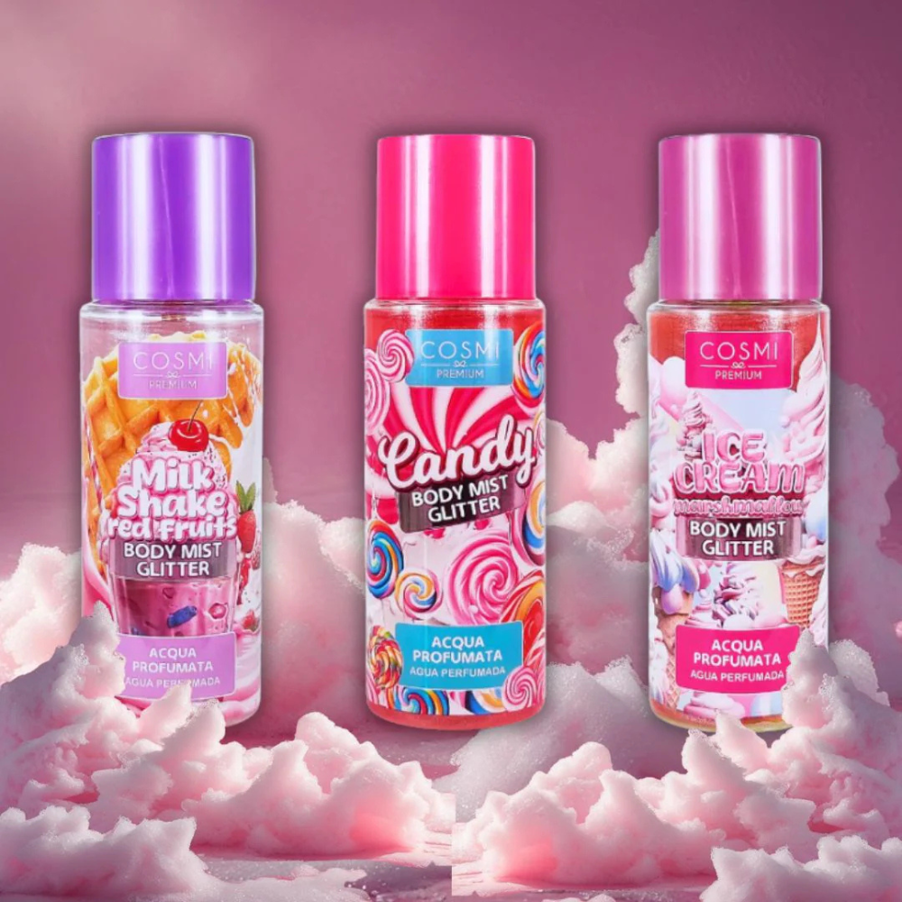 Cosmi Premium Ice Cream Marshmallow Body Mist Glitter με ροζ καπάκι