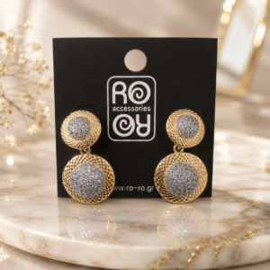 Σκουλαρίκια RO-RO Στρογγυλά Δίχρωμα με Glitter Effect