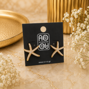 Σκουλαρίκια RO-RO Gold Starfish Crystal Earrings