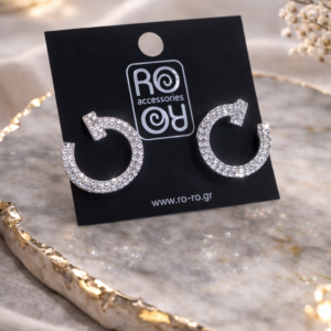 Σκουλαρίκια RO-RO Crystal Arrow Hoop Earrings Ασημί