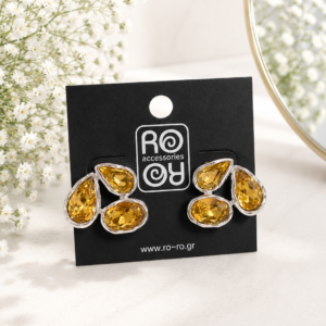 Σκουλαρίκια RO-RO Amber Crystal Statement Earrings