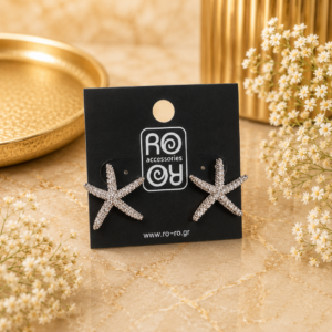 Σκουλαρίκια RO-RO Starfish Crystal Silver Earrings