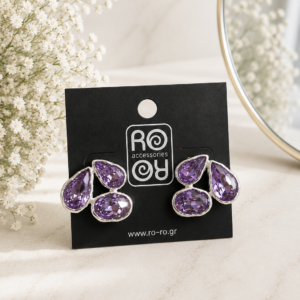Σκουλαρίκια RO-RO Purple Crystal Statement Earrings