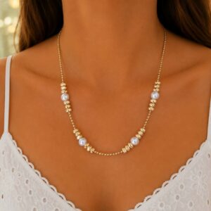 Κολιέ Pearl Glow Gold με Πέρλες