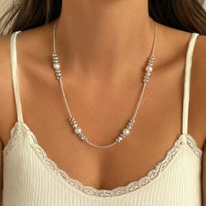 Κολιέ Pearl Glow Silver με Πέρλες